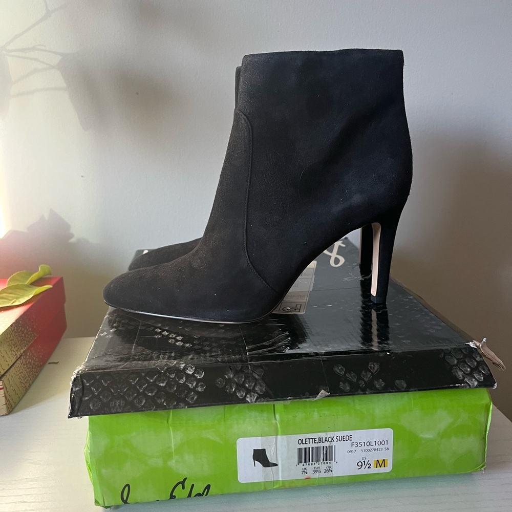 Sam Edelman olette Elegant Black Suede Ankle Boots 9.5